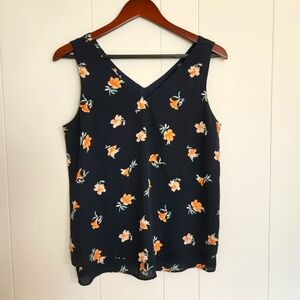 Ann Taylor Women's Navy Blue Floral Tank Top, Size Small